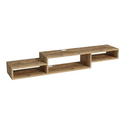 (Atlantic Pine) Loretta Floating TV Stand with Shelves