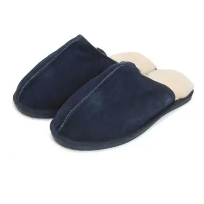 (7 UK, Navy) Eastern Counties Leather Unisex Adults Sheepskin Lined Mule Slippers