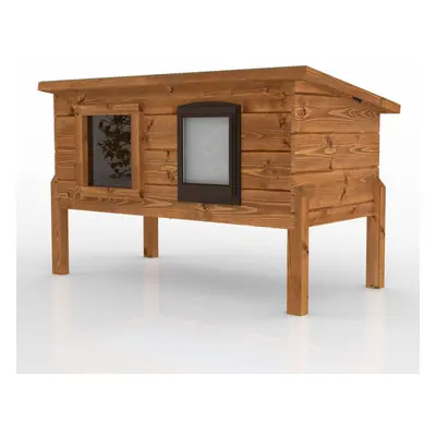 XL Outdoor Cat House Self Heating Kennel with One Way Privacy Window