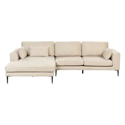 Velvet Right Hand Corner Sofa Cream FLAM