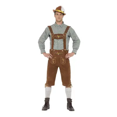 (L, Brown/Black/White) Smiffys Mens Deluxe Traditional Hans Bavarian Costume Set