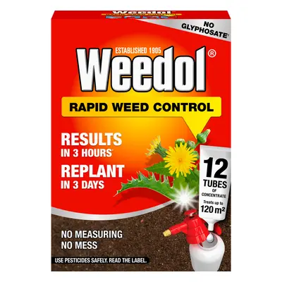 (12 Tubes) Weedol Rapid Weed Control Concentrate Tubes Fast-Acting, Glyphosate-Free