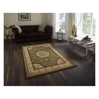 (Green, 67cm x 230cm) Heritage Classic Floral Swirl Pattern Rug Wool Look Pile Home Mat