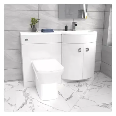 Nes Home 1100mm Right Hand Sink White Combination Vanity Unit with BTW Toilet