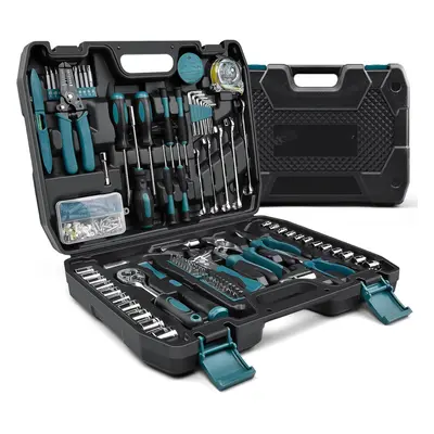 (281-Blue) Protable Complete Basic Hand Repair General Tool Sets for Men Women - Tool Set with S