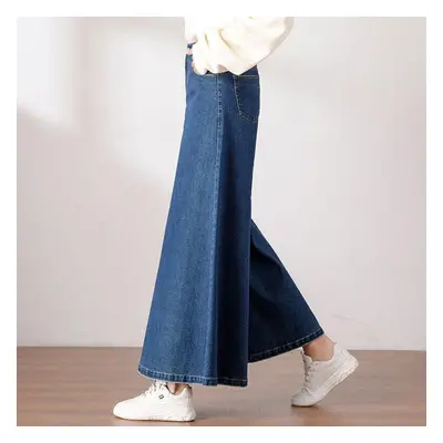 (dark blue, 31) High Waist Wide Leg Pants Women Spring And Autumn Skirt Pants Denim Trousers