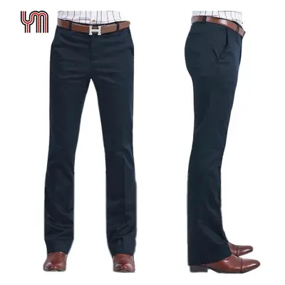 (navy blue, 33) Men Bell Bottom Pants 60s 70s Vintage Bell-bottoms Flare Formal Dress Trousers W