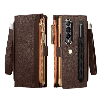 (brown, For Galaxy Z Fold 4) Leather Wallet Case For Samsung Galaxy Z Fold 4 2 5g With Pen Holde