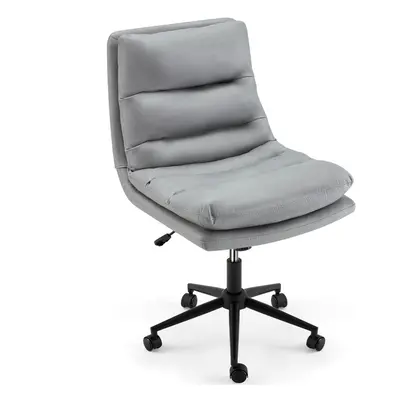 (Grey) YODOLLA Armless PU Leather Office Chair Desk Chair