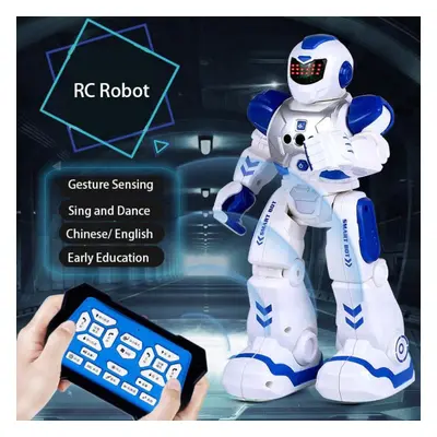 (blue) Kids Funny Rc Smart Robot Toy Remote Control Interactive Dancing Singing Walking