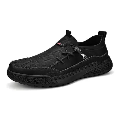 (black, 43) Handmade Genuine Leather Men&apos;s Casual Shoes Comfortable Moccasins Men Business 