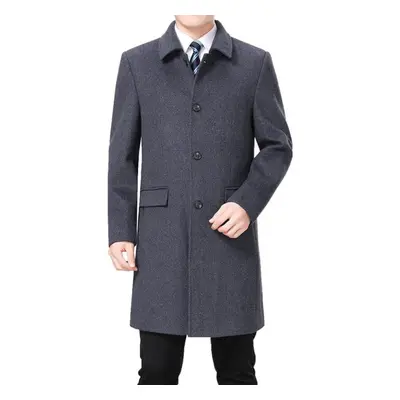 (grey, 2XL) Men Woolen Coat Winter Wool Cashmere Coat Autumn Men Slim Fit Wool Overcoat Wool Ble