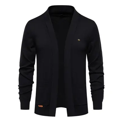 (black, 75-85 kg) New Winter Cotton Cardigan For Men Quality Mens Sweater Fashion Turn Down Coll