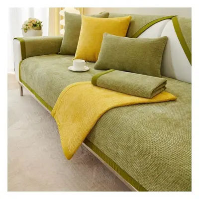 (green, 110x210cm 1pcs) Chenille Sofa Cushion Four Seasons Universal Sofa Protector Mat Cover To