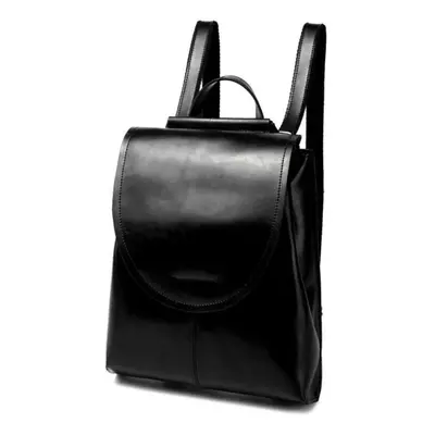 (black) Johnature Fashion Backpack Women Bag Versatile Cow Leather Leisure Travel Bags Solid Col