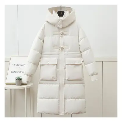 (beige, XL) Winter Jackets Woman Overcoat Hooded Plus Size Fashion Loose Thick Warm Long Parkas 