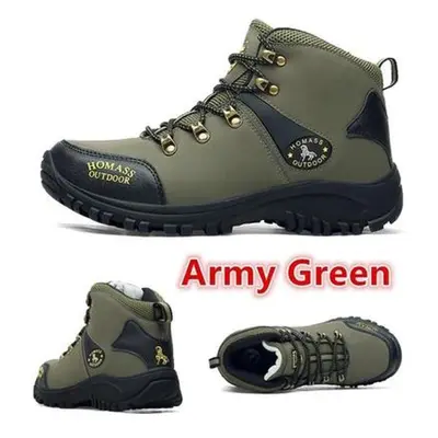 (army green, 43) Men&apos;s Warm Waterproof Boots Outdoor Sports Shoes Winter Snow Boots For Men