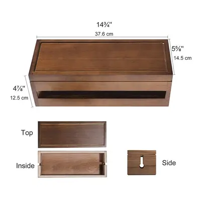 Box Wooden Cord Organizer Box for Extension Cord Power Stripe Surge Protector Wire (Coffee Color