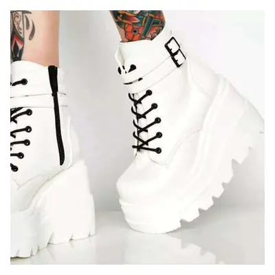 (white, 41) Luxury Brand Ladies High Platform Boots High Heels Ankle Boots Women Party Wedges Sh