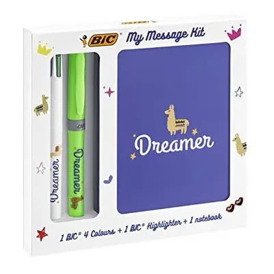 My Message Dreamer Kit - Stationery Kit with Ballpoint Pen Colours/ Highlighter Grip Green/ A6 W