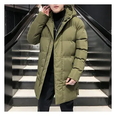 (army green, L) Winter Jacket Men Long Parka Jacket Autumn Puffer Jacket Men Overcoat Outwear Lo