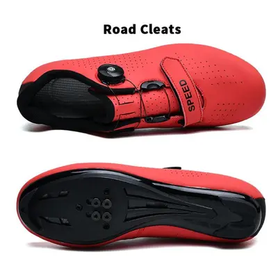 (red, 36) Cycling Sneakers Road Bike Cleat Shoes Men Mountain Racing Speed Sneakers Women Flat B