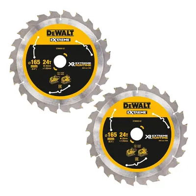 2 X Dewalt DT99560 165mm x 20mm 24T Extreme Runtime FlexVolt Plunge Saw Blades