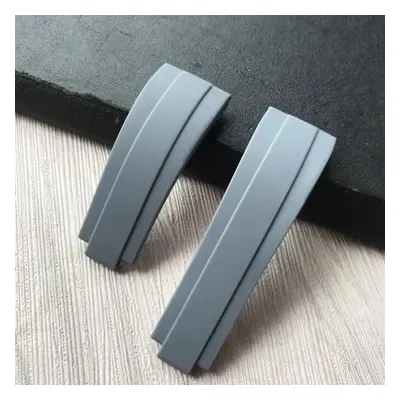 (gray 20mm with clasp 2&with logo) 20mm Nature Rubber Silicone Watch Band Buckle Watchband For R