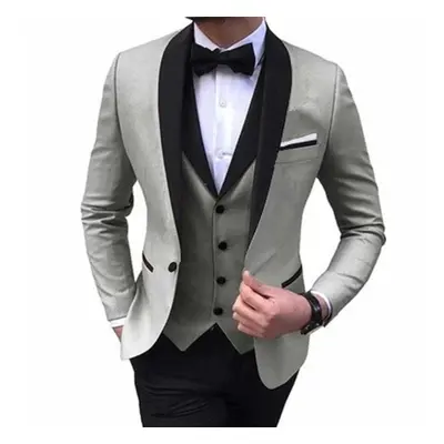 (grey, 4XL) Men&apos;s Suit Three Piece Business Suit Groom Best Man Suit Suit Dress Performance