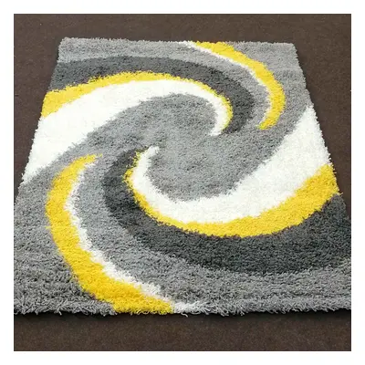 (120x170cm) Grey Silver Yellow 5cm Modern Non Shed Shaggy Rugs