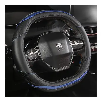 (Blue) for Peugeot 4008 Car Steering Wheel Cover Carbon Fibre + PU Leather Auto Accessories inte