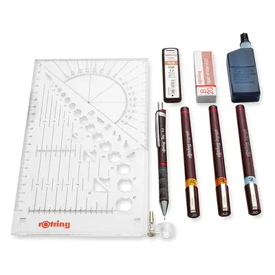 Rotring Isograph College Set 3X Technical Pens (0.20mm, 0.40mm, 0.60mm), 1x Tikky Pencil + Acces