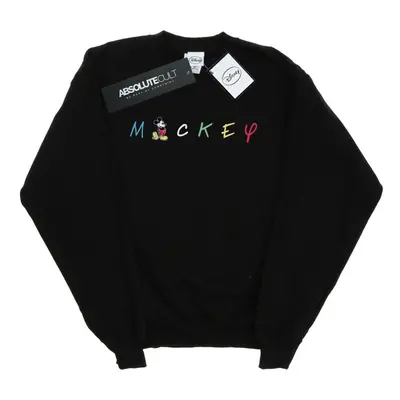 (L, Black) Disney Mens Mickey Mouse Wording Logo Sweatshirt