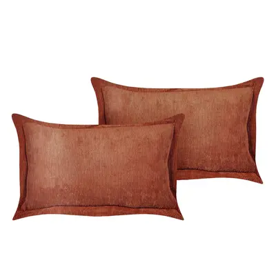 Set of Corduroy Cushions x cm Golden Brown ZINNIA