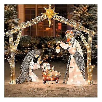 Kongque - Lighted Outdoor Nativity Scene, Christmas Holy Family Yard Decoration, Nativity Sets F