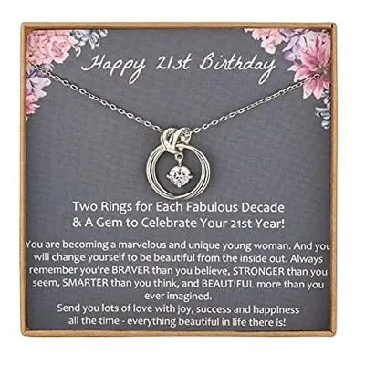 AnalysisyLove 21st Birthday Gifts for Her, Sterling Silver Two Circle Infinity Necklace for Youn