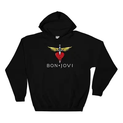 (4X-Large, Black) Bon-Jovi Logo Black Men Women Unisex Hooded Sweatshirt Hoodie