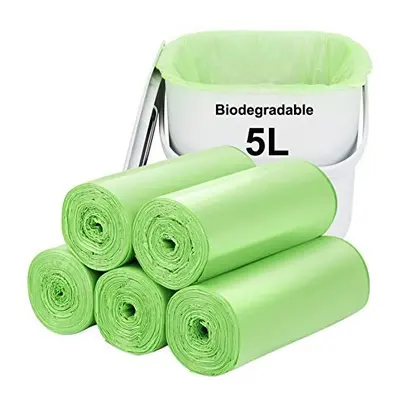 Biodegradable Trash bags 120PCS, Aievrgad 5L/1.2Gallon small Garbage bags/ For Countertop Bin. B