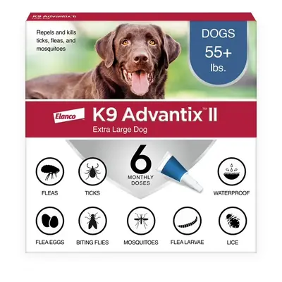 (6) K9 Advantix II Flea & Tick Prevention Dogs +