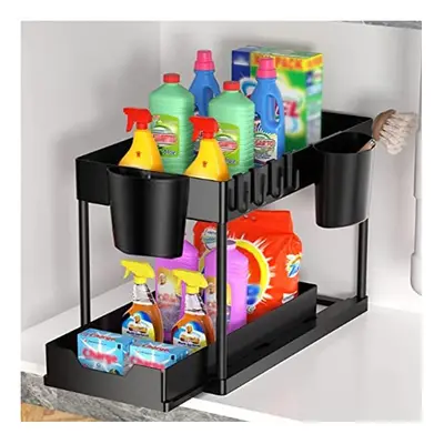 Under Sink Storage Organizer Shelf Tier - Under Sink Storage Rack Kitchen Organiser Includes Hoo