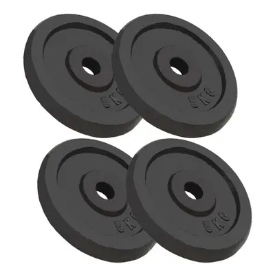 vidaXL 4x Weight Plates 4x5 kg Cast Iron Fitness Gym for Dumbbell Lifting Bars