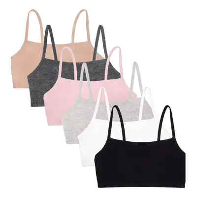 Fruit of the Loom Women's Spaghetti Strap Cotton Pullover Sports Bra Value Pack Sand/White/Heath