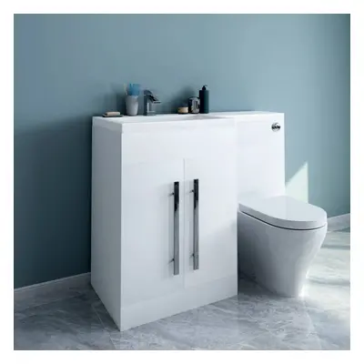 Calm White Left Hand Combination Vanity Unit Set with Cordoba Toilet