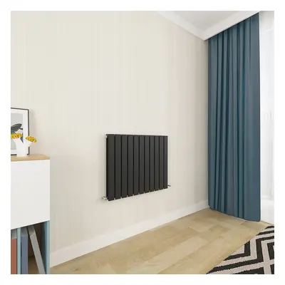 (600x748mm Double) Horizontal flat radiator black all sizes