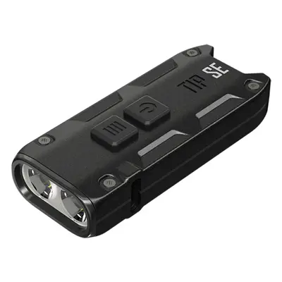 (Black) 700LM P8 Dual Light LED Keychain Flashlight Type-C Rechargeable QC Every Day Carry Mini 