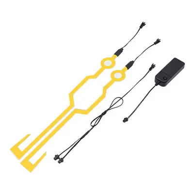 (Yellow) 2PCS Waterproof Cycling Helmet Light Riding Signal EL Strip Flashing LED Durable Kit Ba