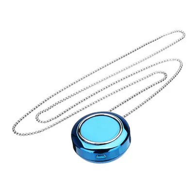 (Blue) Wearable Air Purifier Necklace PM2.5 Haze Freshner Ionizer Negative Ion Generator Odor El