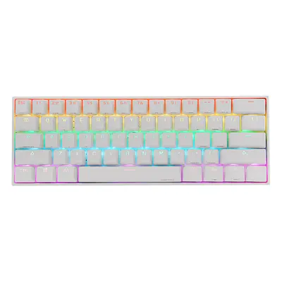 (White, Cap Red Switch) Mechanical Keyboard Keys 60% NKRO Bluetooth/5.0 Type-C RGB Gaming Keyboa