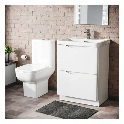 Nes Home 600mm Drawer Vanity Basin Unit & Close Coupled Toilet