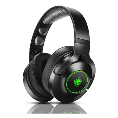 (Green) Gaming Headset 3.5mm Wired/Wireless Bluetooth5.0 40mm Driver LED Light Over-ear Headphon